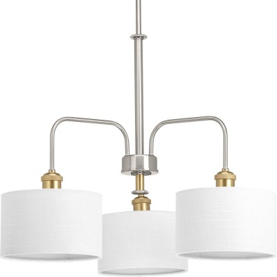 Elegant linear arms and a double-lined linen Shade Five-Light Chandelier For Modern And Transitional Interiors