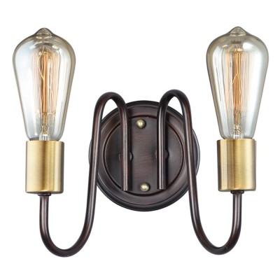 Oil Rubbed Bronze / Antique Brass Wall Sconce  2-Light Satin Brass Glam Wall Lamp Multi Bulb Wall Lighting